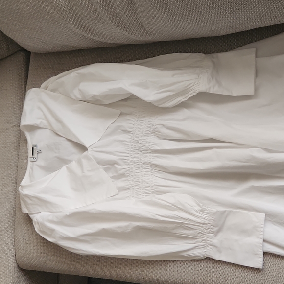 Ganni Cotton Poplin Smocked Mini Dress 38 - Picture 6 of 11